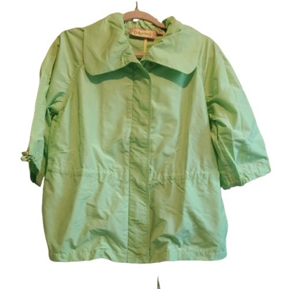 Lilly &‎ Van Light Green Zip Snap Front Jacket Women's XS Adjustable Sleeve - Picture 2 of 14